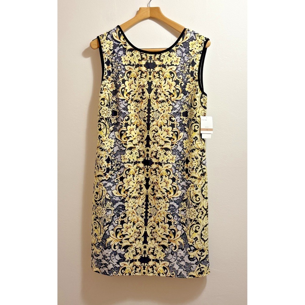 J. Taylor Floral Liquid Knit Sleeveless Dress Womens 12 New Stretch Scoop-Back